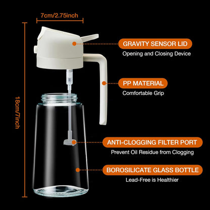2-in-1 Glass Oil Sprayer and Dispenser - 16oz/470ml