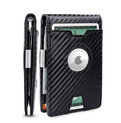 Men's AirTag Wallet with Money Clip & RFID Blocking