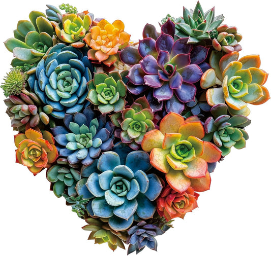 Heart Succulent Wooden Jigsaw Puzzle - 200 PCs