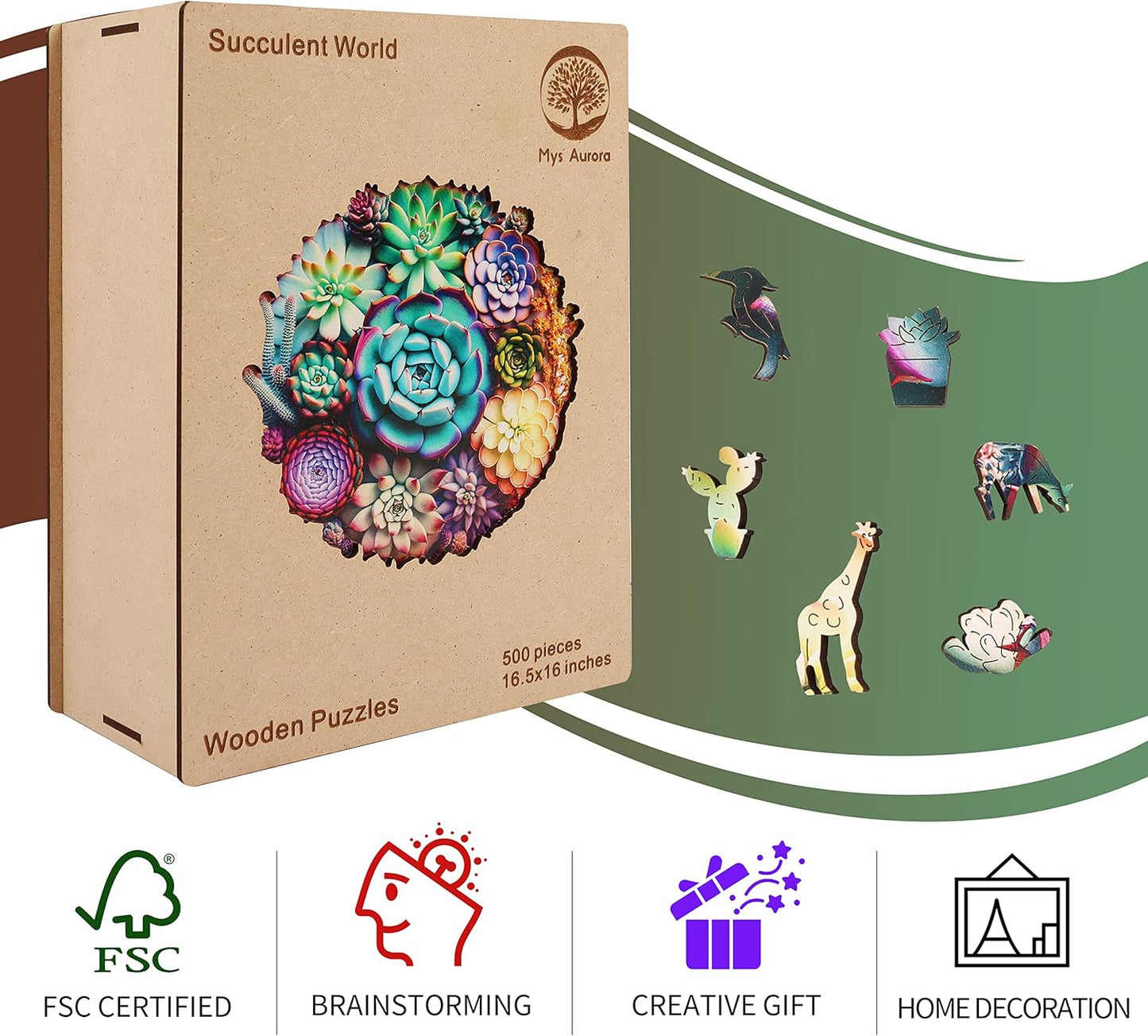 Mandala Succulent Wooden Jigsaw Puzzle - 200 PCs