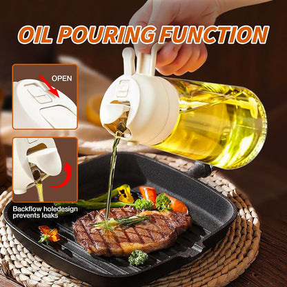 2-in-1 Glass Oil Sprayer and Dispenser - 16oz/470ml