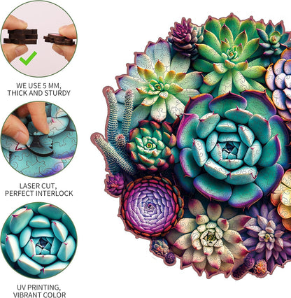 Mandala Succulent Wooden Jigsaw Puzzle - 200 PCs
