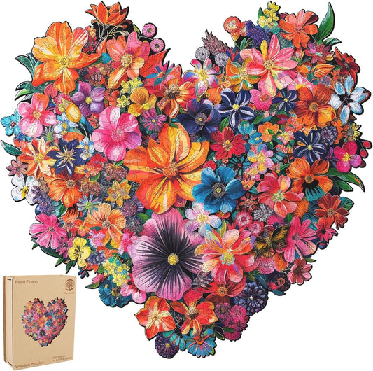 Heart Flower Wooden Jigsaw Puzzle - 200 PCs